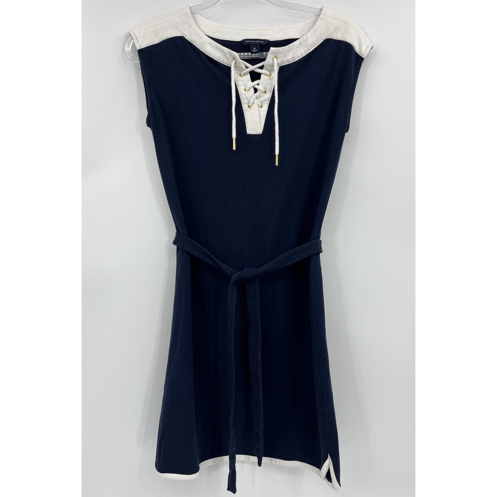 Tommy Hilfiger Sleeveless Belted Shift Dress Size Small Nautical Preppy